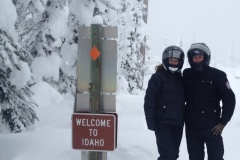 One of several Idaho - Montana border crossings for snowmobiles
